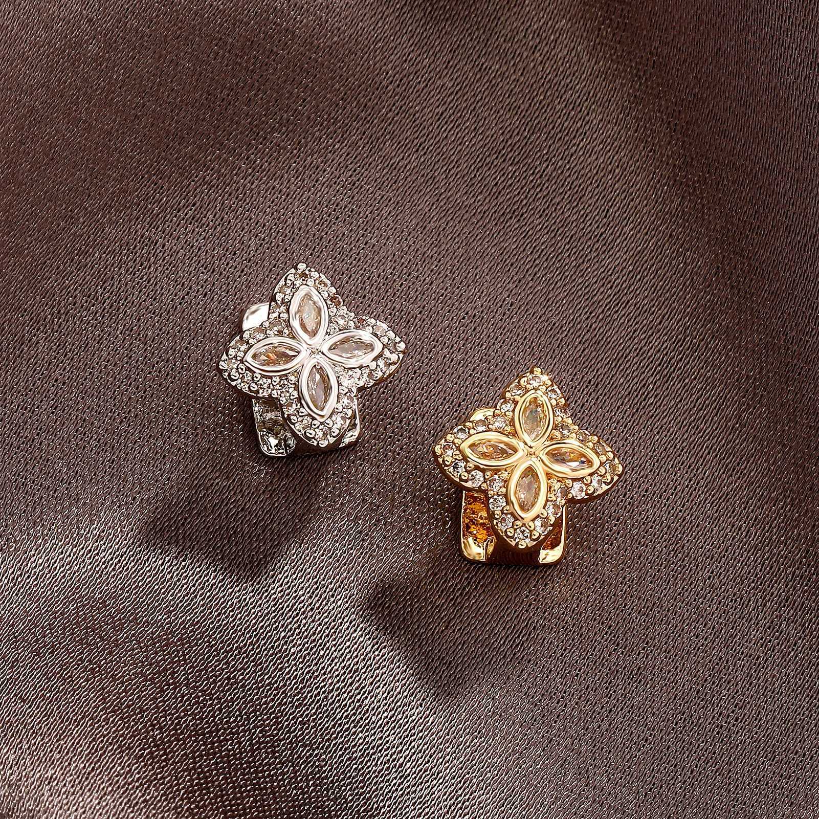 TOPGRILLZ Gold Silver Color Single Flower d Out Grillz Teeth Men Women Hip Hop Bling Tooth Grills Cs Fashion Jewelry W241227