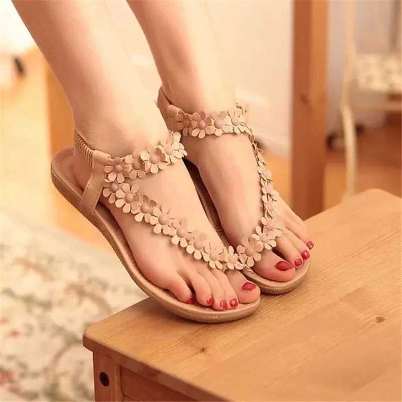 High Quality Sandals Women Floral Pattern Toe Post Sandals Summer Style Bling Bowtie Fashion Peep Toe Jelly Shoes Sandal Flat Shoes Woman T241227