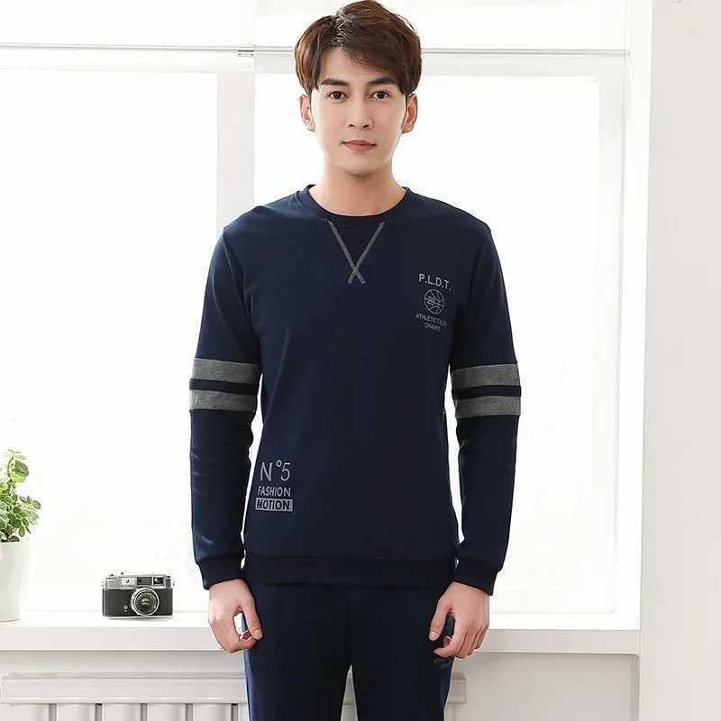 2024 Autumn Long Sleeve 100% Cotton Pajamas Sets for Men Korean Loose High Quality Sleepwear Pyjamas Male Homewear Home ClothesXJ241227