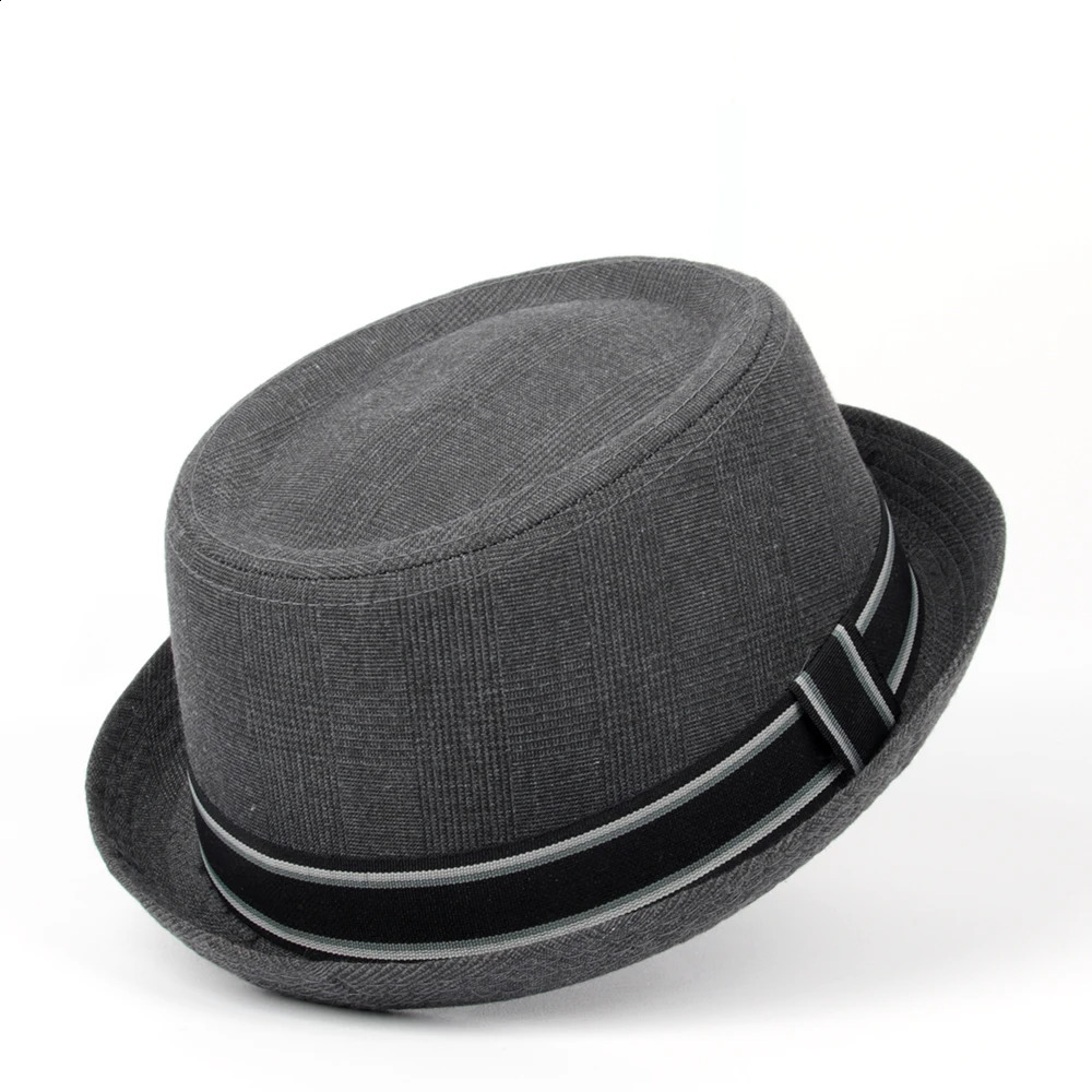 Men Fedora Hat Flat Pork Pie Hat For Gentleman Dad Bowler Porkpie Jazz Hat Big Size S M L XL 241226