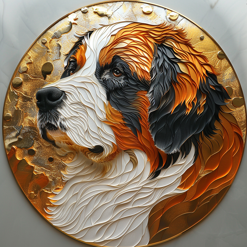 Custom Saint Bernard Dog Pet Ornaments Circular Aluminum Decorative Paintings Memorial Souvenir Tombstones for Indoor Outdoor