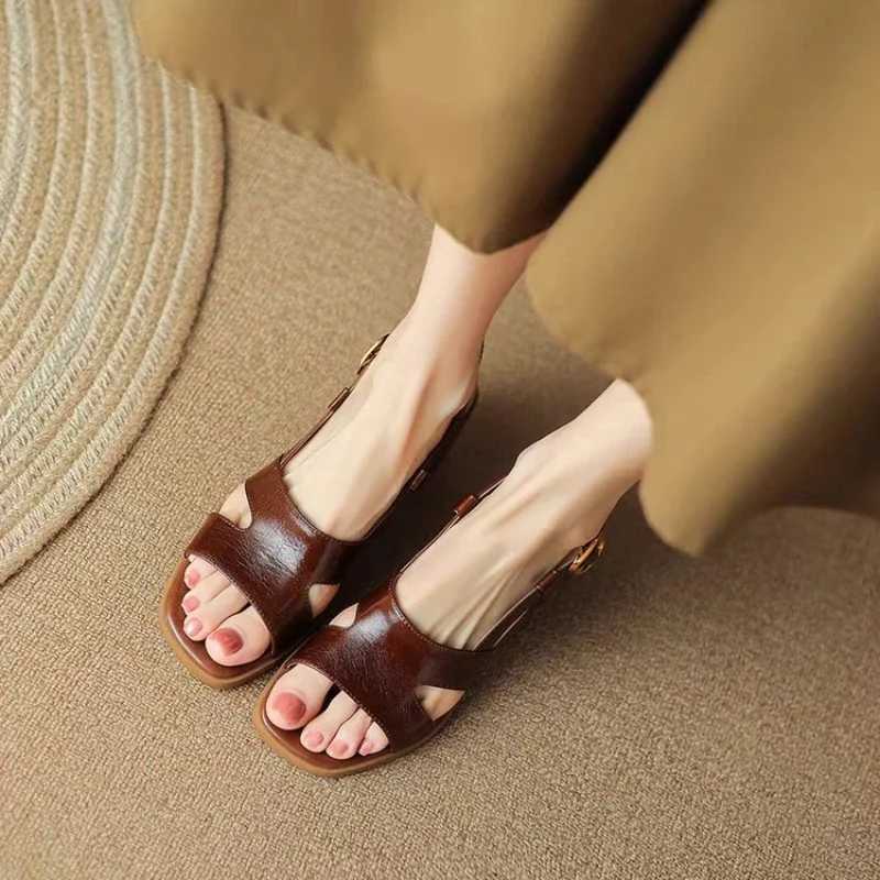 High Quality High Heel Womens Shoes Summer Walking Retro Sandals Fashion New Open Toe Sling Shoes T241227