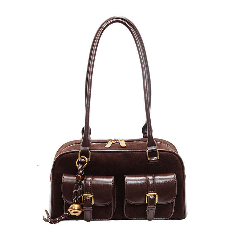 Women's Bags Double Pockets Small PU Leather Underarm Bags For Women Winter Y2k Fashion Shoulder Handbags Females Tote Bag Momei