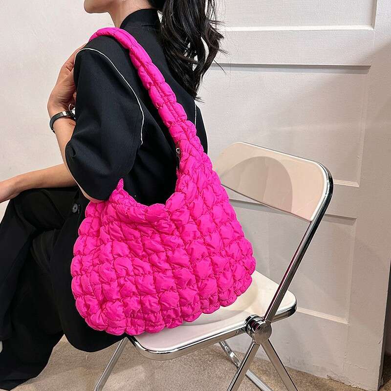 Korean New Folded Cloud Versatile Fashion One Shoulder Puff Dumpg Large Capacity Down Cotton Coat Women's Bag