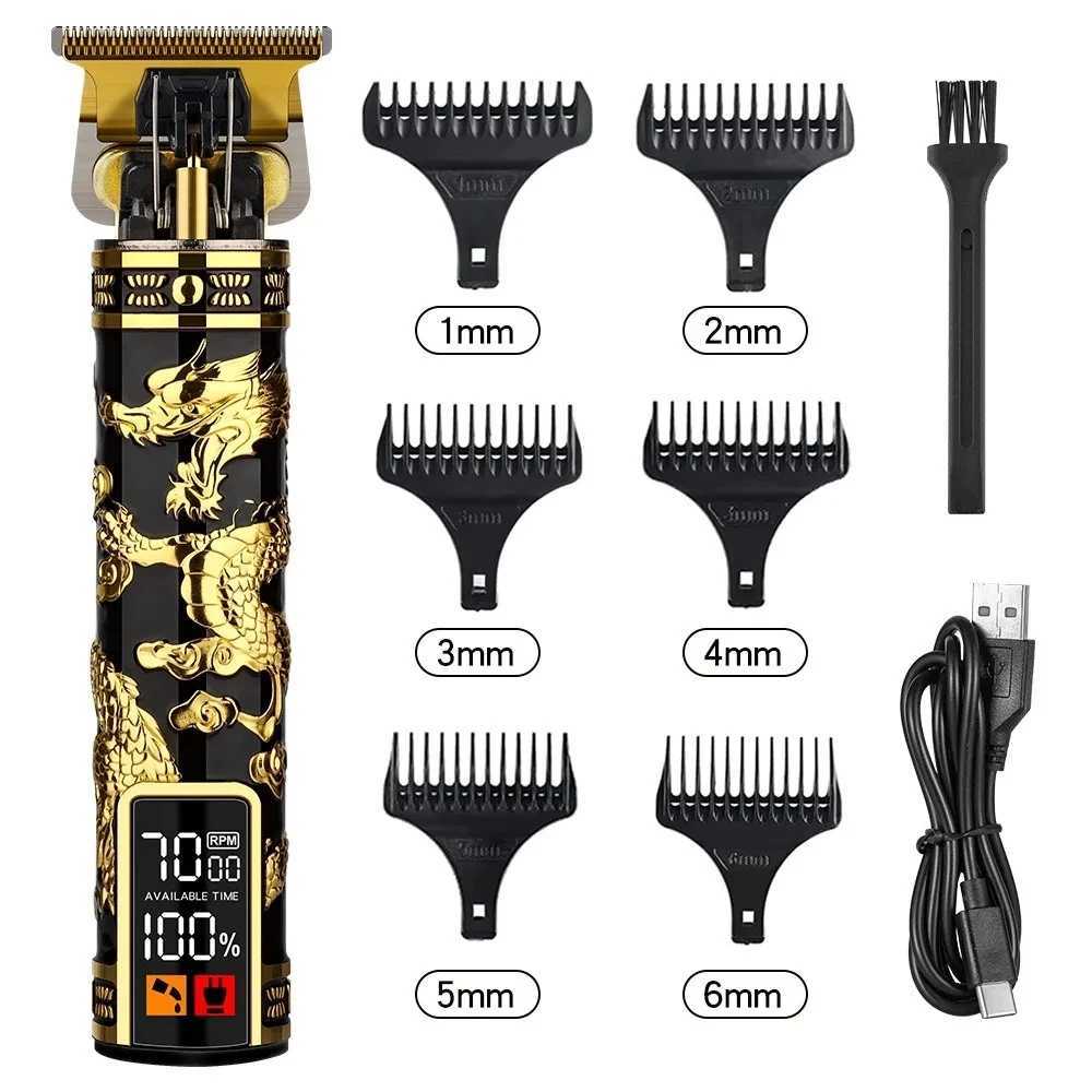 Electric Hair Clipper Professional Mens Hair Clipper LCD Display T-Blade Trimmer Zero Gap Cordless Rechargeable Mens Trimmer G W241227