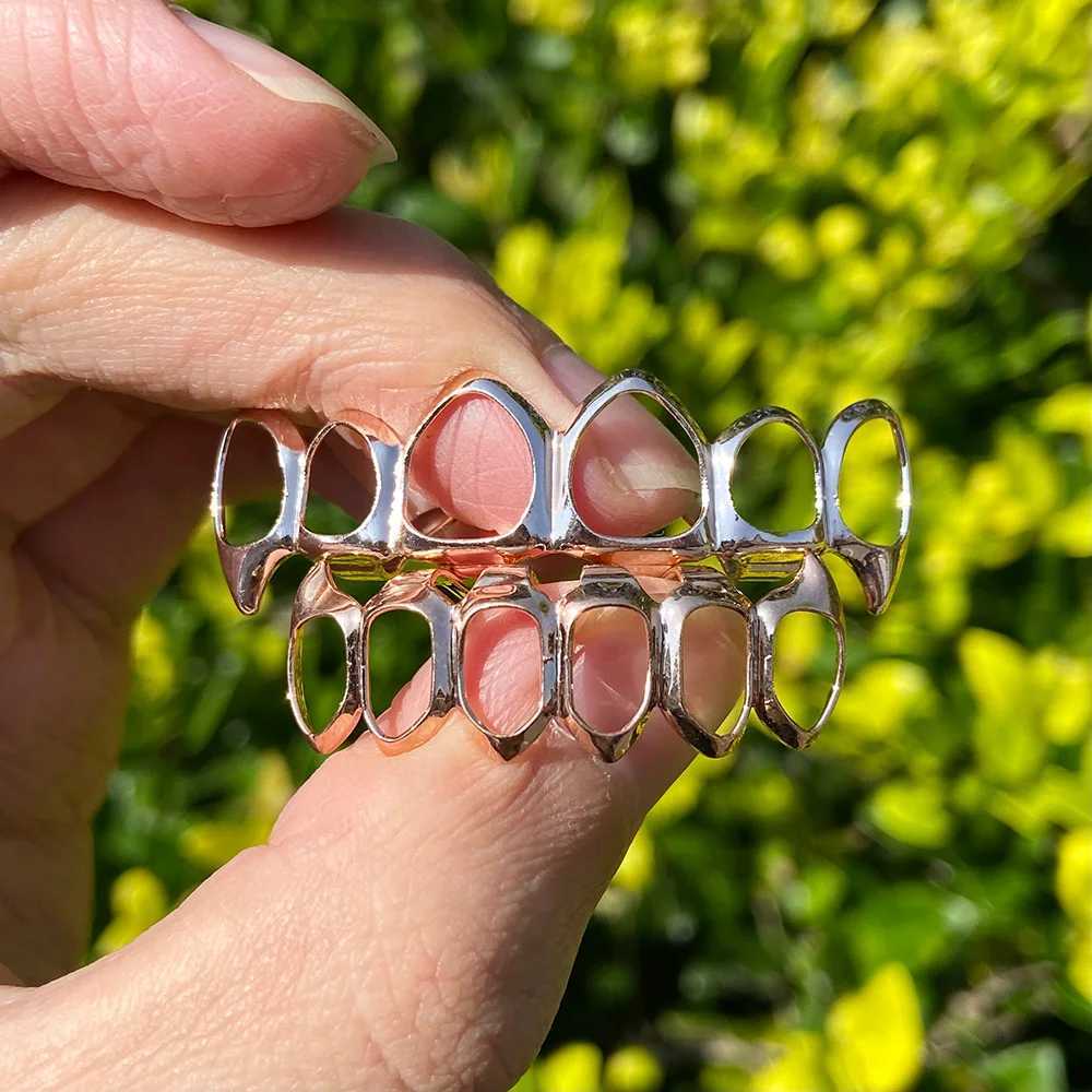 RACHELZ 2024 Hip Hop Top Bottom Full Hollow Teeth Grillz Classic Tooth Cs For Women Men Rper Bo Jewelry W241227