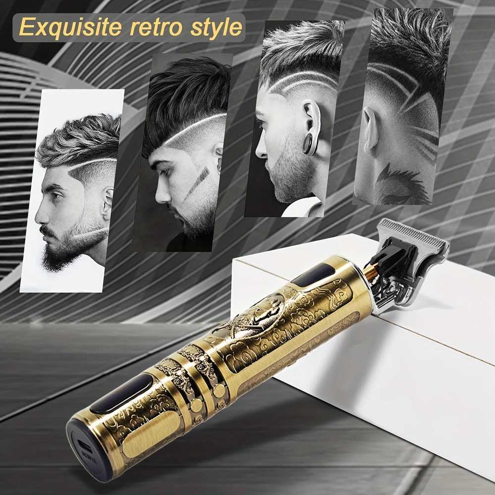 T9 LCD Electric Hairdresser Oil Shaving Head Electric Pusher Carving Electric Pusher Clipper Hair Precision Trimmer for Men Care W241227
