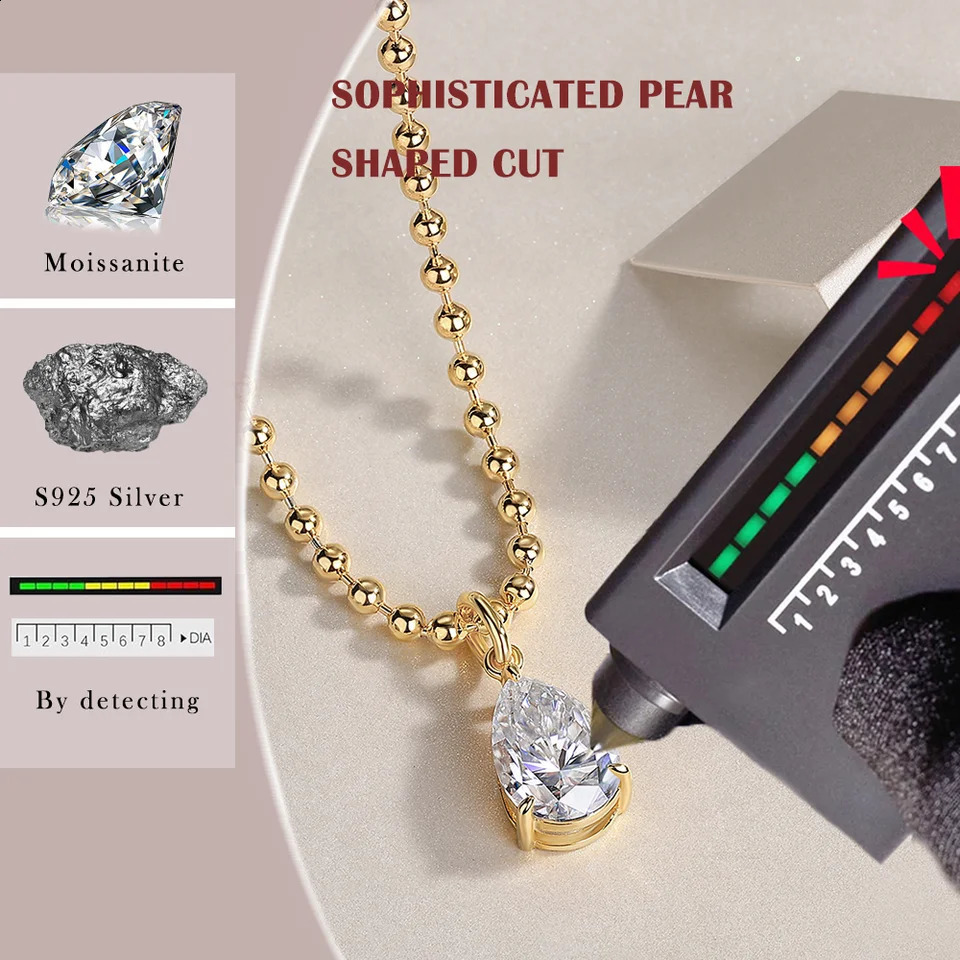 395ct 18K Gold Plated Necklace with Beaded Chain and Stunning PearCut Pendant Elegant Stylish 241226