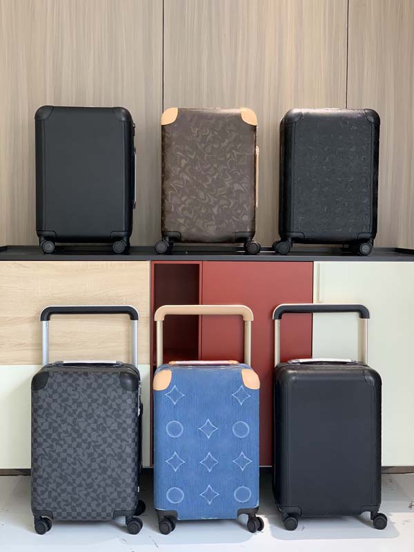 designer suitcase luggage koffer travel bag suitcases valise trolley case leather corner compact double pulley aluminum metal part carry on Rolling luggage