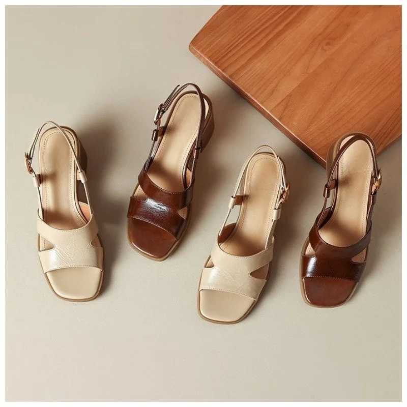 High Quality High Heel Womens Shoes Summer Walking Retro Sandals Fashion New Open Toe Sling Shoes T241227