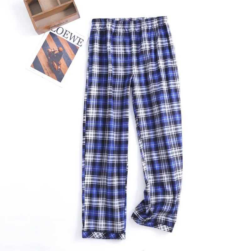 Autumn and Winter Mens Newest Cotton Flannel Brushed Trouser Suit Plaid Design Clothes with Button Pajama Set Homewear Men SuitXJ241227