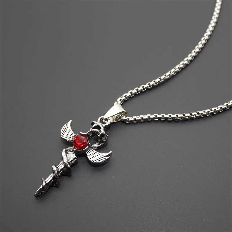 Vintage Cross Pendant Long Chain Necklace Stainl Steel Punk Hip Hop Gothic Streetwear Jewelry Men WomenXJ241227