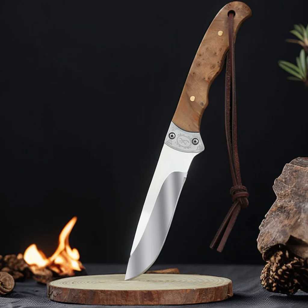 Utility Kitchen Knife Wood Cutter Knives With Pakka Wood Handle 5Cr1ov Stainless Steel Mirror Polishing Y241227