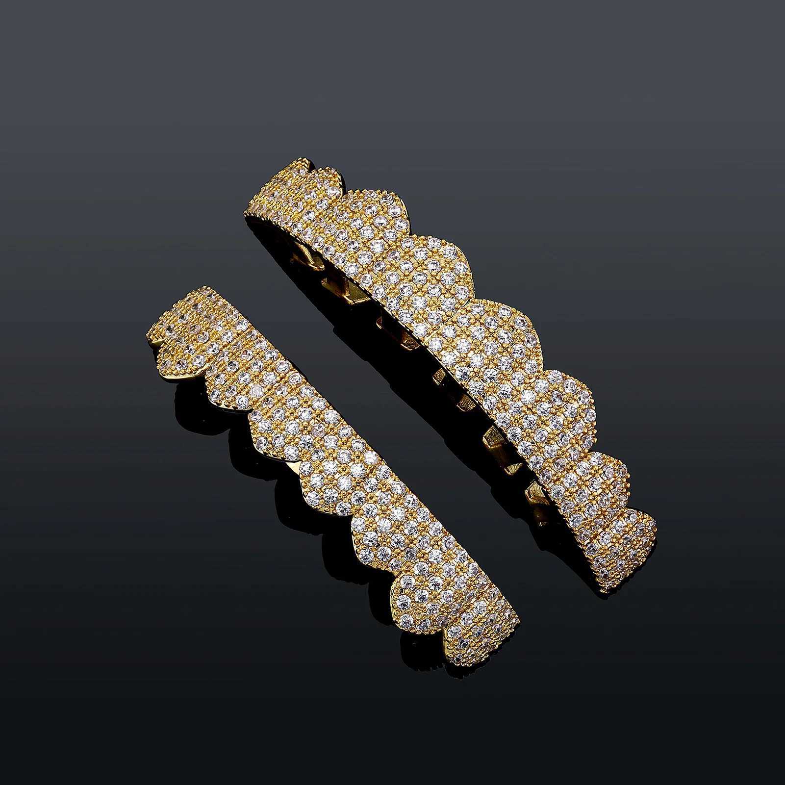 JINAO NEW 2024 Full d Out 8Teeth HIP HOP Square Fangs Grillz High Quty Charm AAA+ CZ Men and Woman Jewelry For Gift W241227