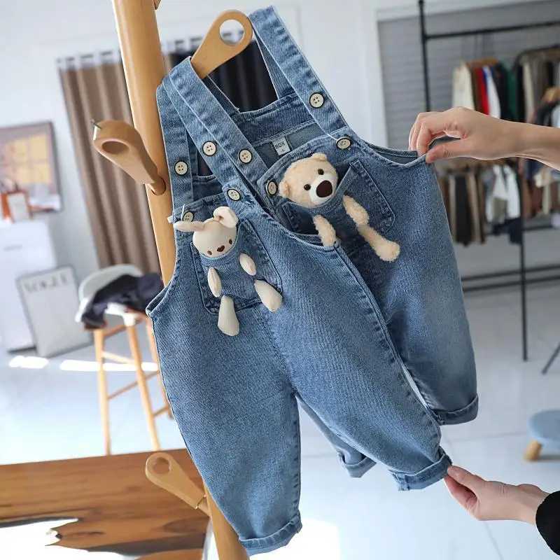 Baby Girls Jeans Pants Spring and Autumn Childrens Denim Pants Boys and Girls Casual Denim Strap Pants 0-6 Years W241227