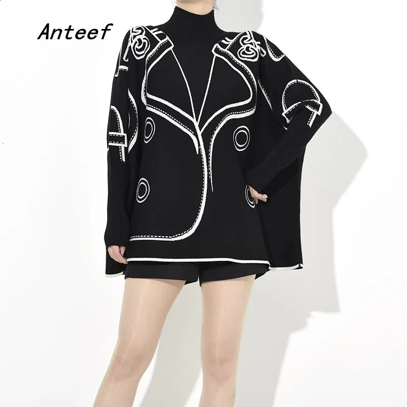 Anteef cotton knitted Pattern causal loose oversized autumn winter pullover sweater women sweaters clothing 2024 241223