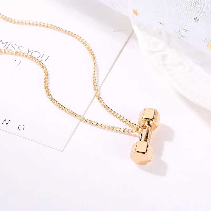 New INS Style Dumbbell Geometry Pendant Choker Necklace Chain For Women And Men Fashion Punk Party Jewelry GiftsXJ241227