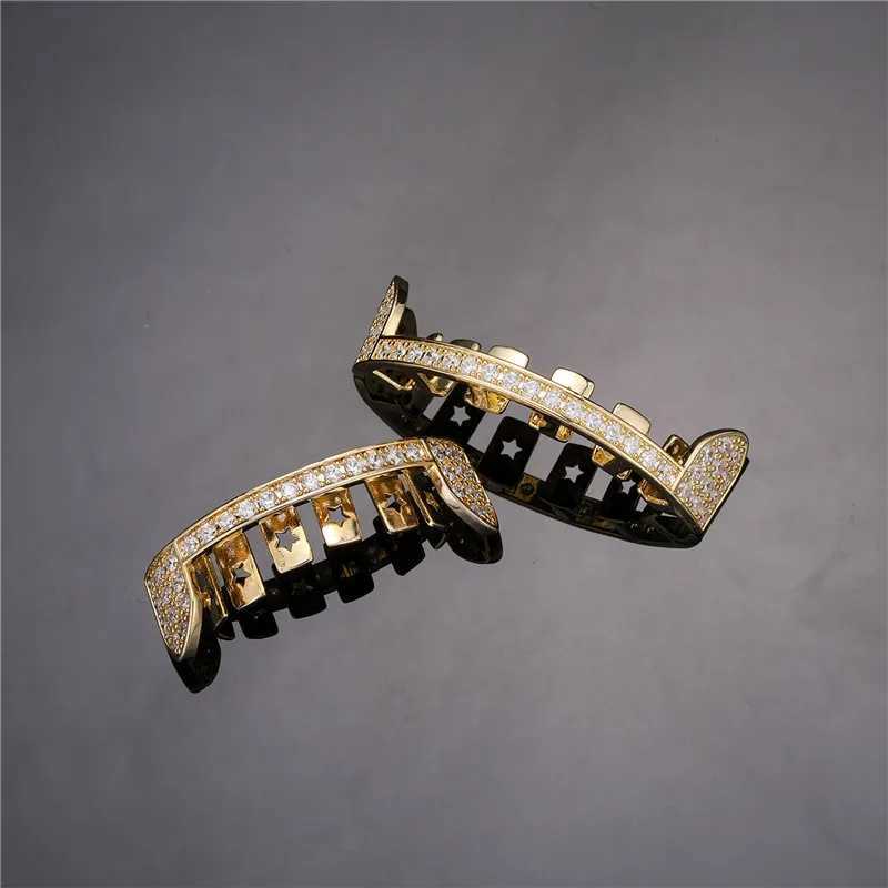 Hip Hop and Out Teeth Grillz Cs Bling Cubic Zircon Micro Pave Top Bottom Charm Grills Set For Men Women Jewelry Gift W241227