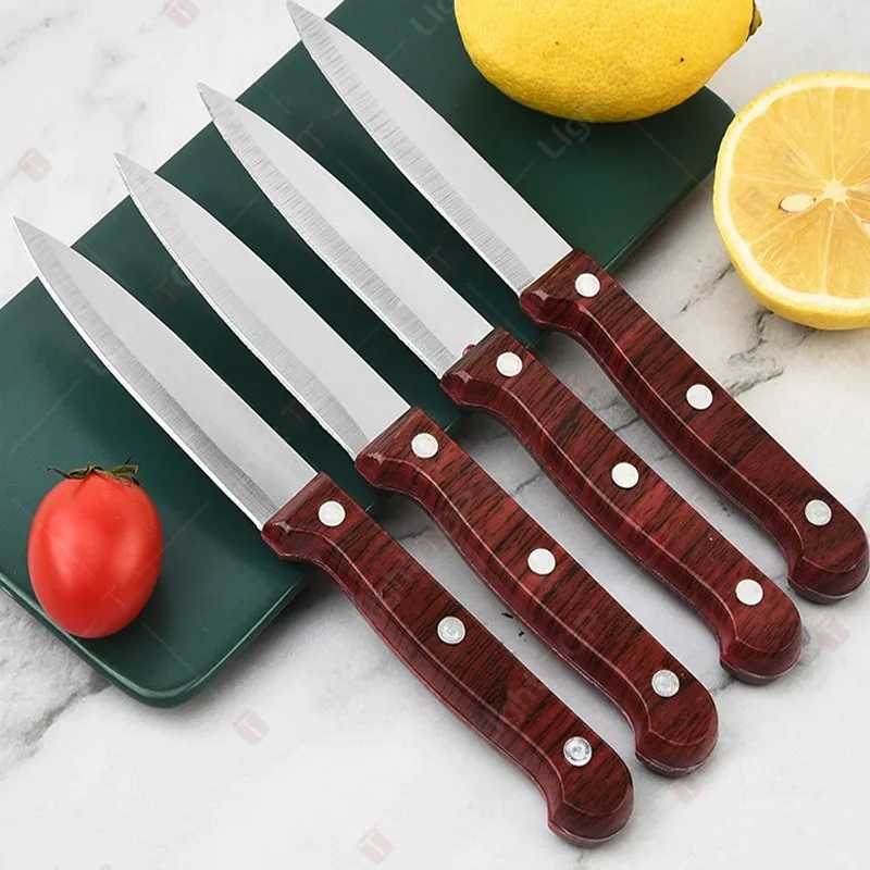 4PCS Brown Fruit Knife Stainless Steel Kitchen Knife Wooden Handle Professional Chef Knife Sharp Portable Knives and Accessories Y241227