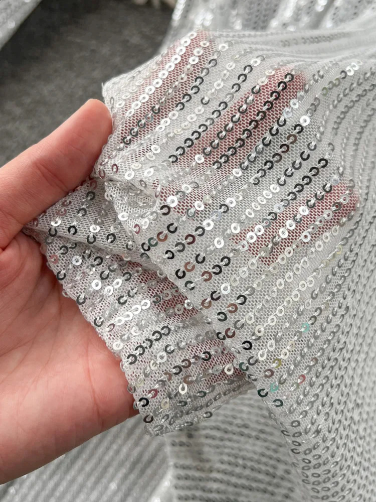 EWQ elegant style chic jumpsuit women fake two piece patchwork sequins with belt high waist jumpsuits winter spring 241224