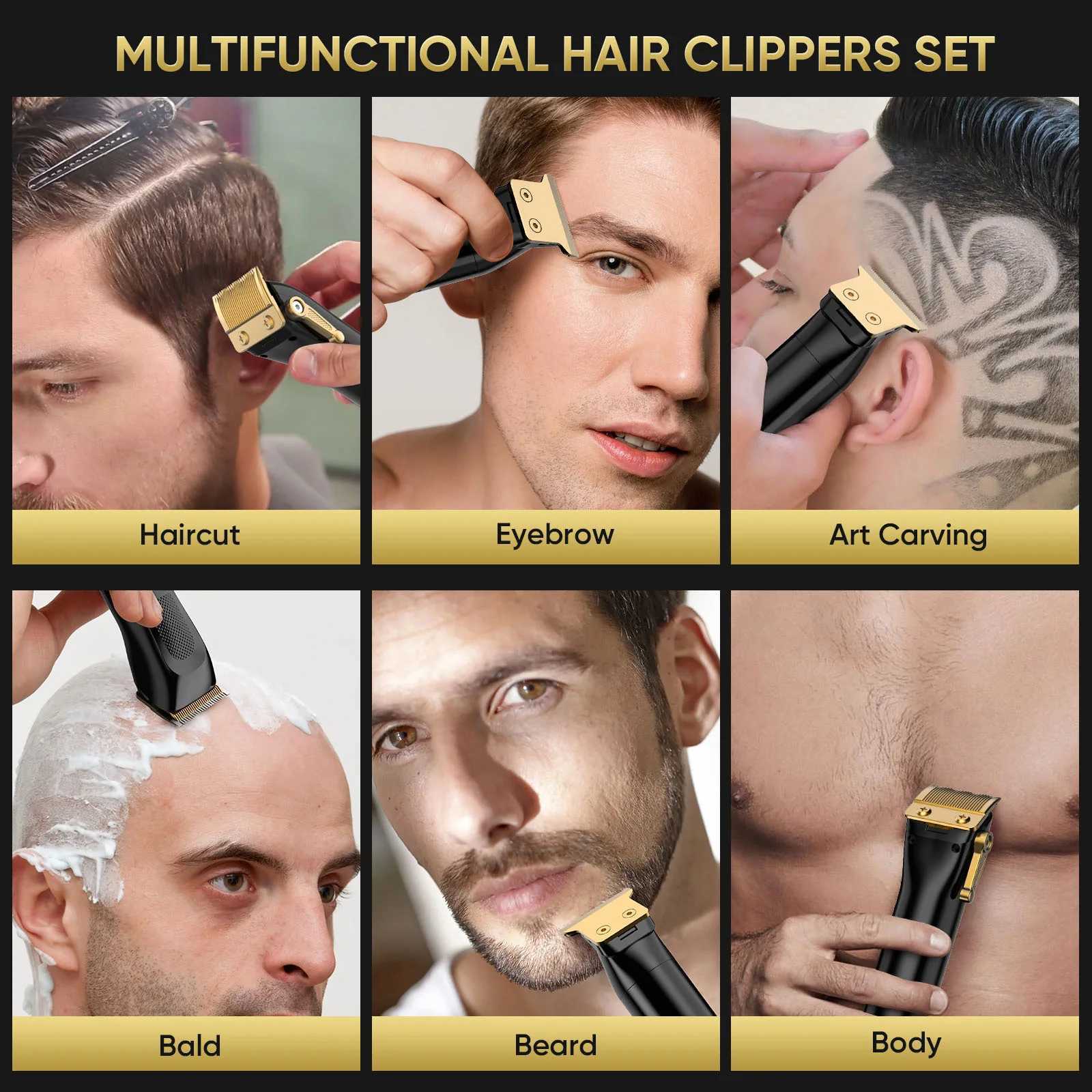 Sejoy Professional Electric Hair Clippers Kits 2 Gears Speeds LCD Rechargeable Hair Trimmers for Men Cordless Hair Cut Machine W241227