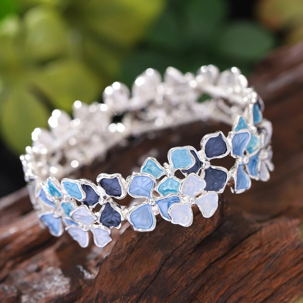 MeiceM Bangle Bohemian Enamel Style Colorful Flower Bracelet Niche n Womens Bracelet Holiday Gift Hand Jewelry 241227
