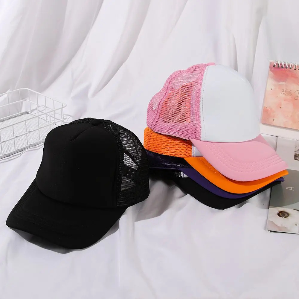 1PC Fashion Unisex Plain Baseball Cap Adjustable Trucker Flat Visor Cap Mesh Curved Men Women Casual Sun Summer Hat 241226