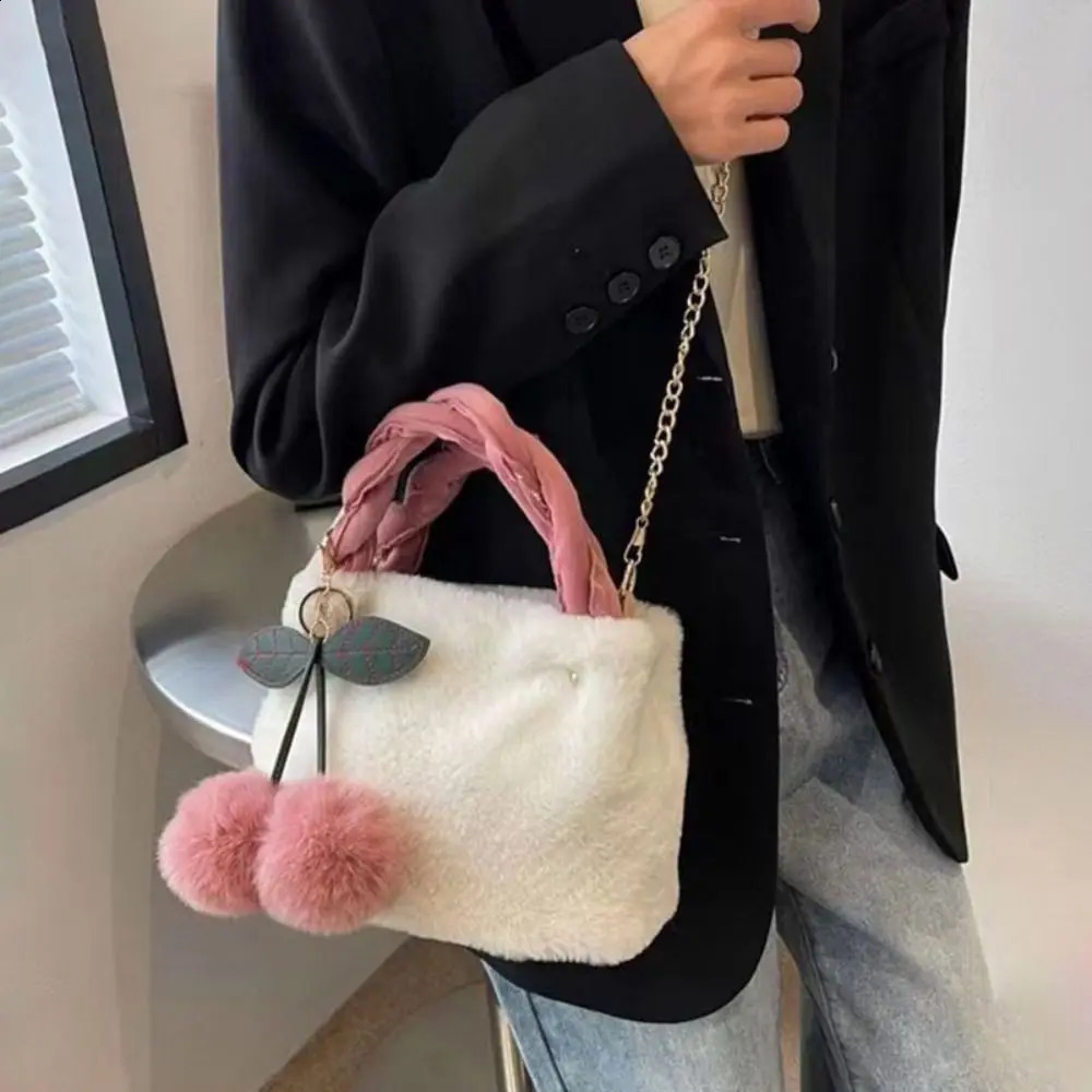Large Capacity Plush Bag High Quality Soft Plush Travel Bucket Bag Plush Tote Bag Casual Shoulder Bag Messenger Bag 241223