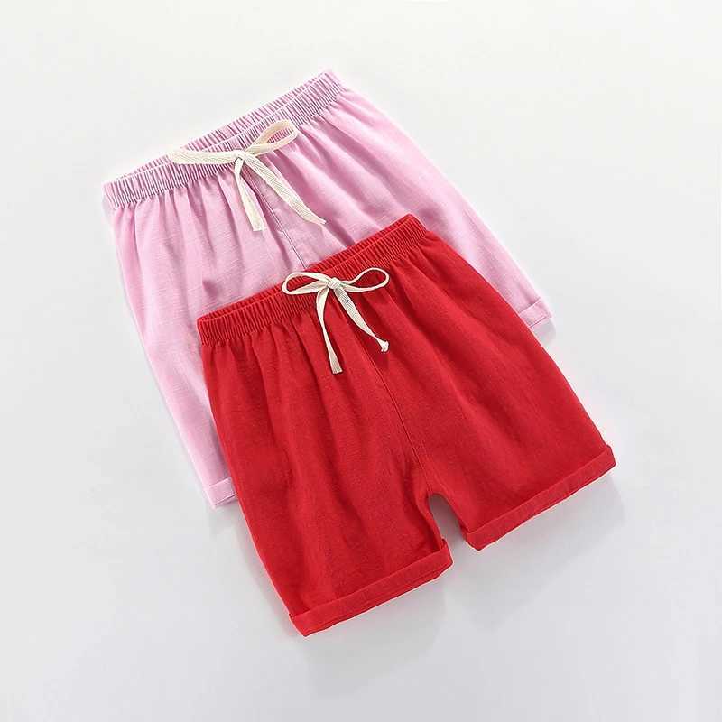 Children Summer Shorts For Boys Kids Casual Beach Shorts Candy Color Cotton Linen Breathable Soft Short Pants For Girl 100-160cm W241227