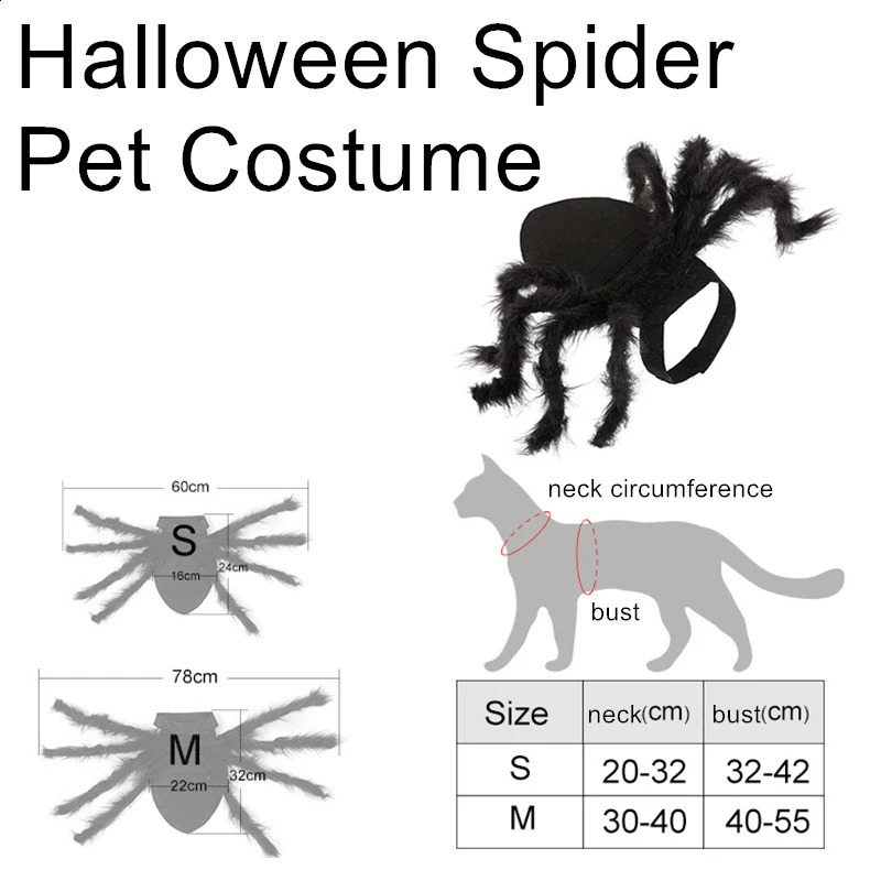 Halloween Spider Costume for Dog Cat Halloween Pet Costume Party Supply Spider Cosplay Costumes for Small Medium Dogs and Cats 241225