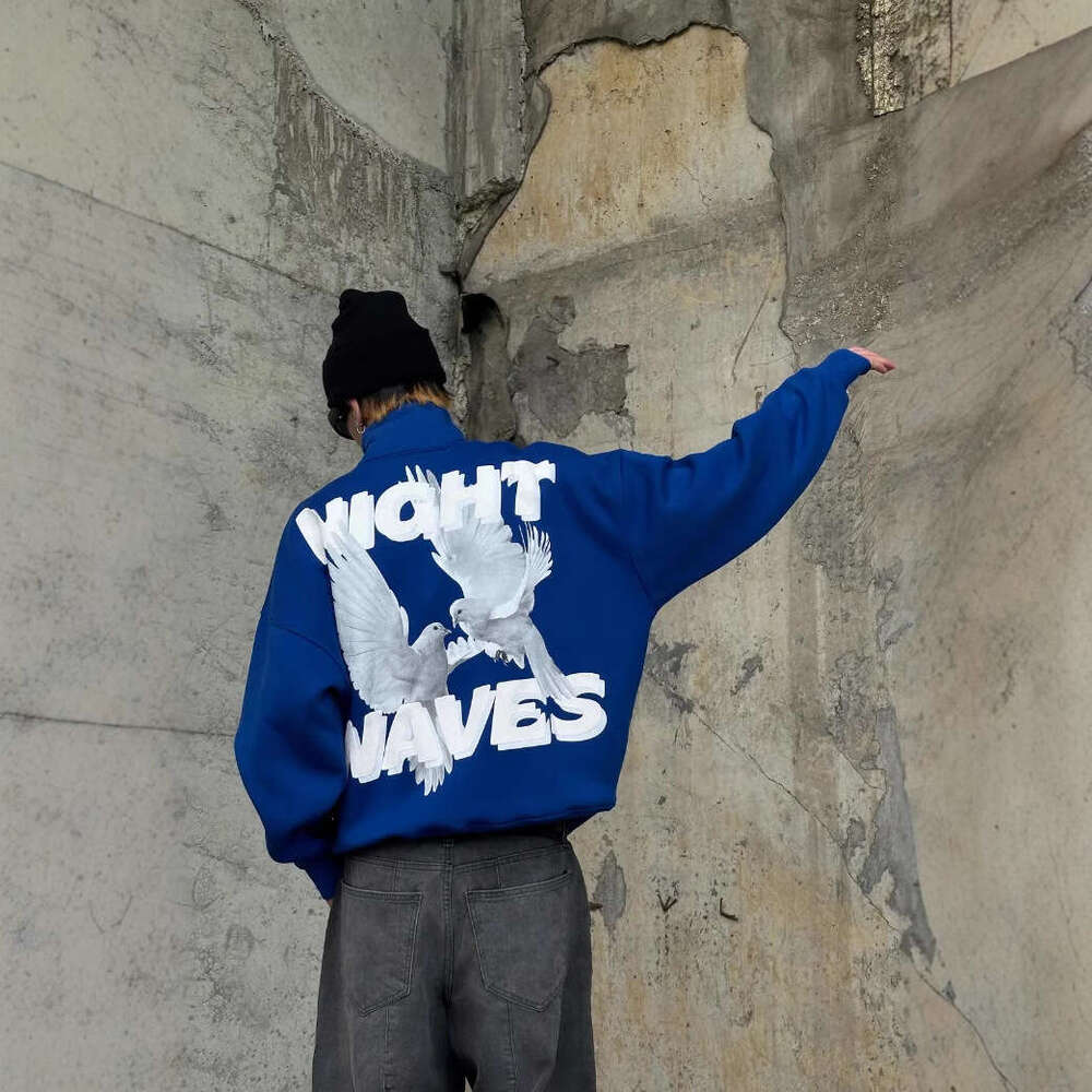 Y2K letter printed street half zip hoodie loose jacket for men and women