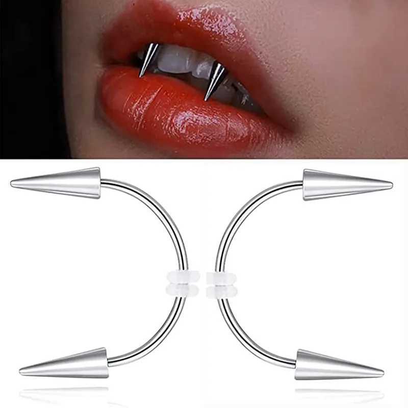 Stainl Steel Vampire Teeth Piercing Jewelry C Rod Face Lips Tiger Teeth Surgical Bo Piercing Teeth Decoration W241227