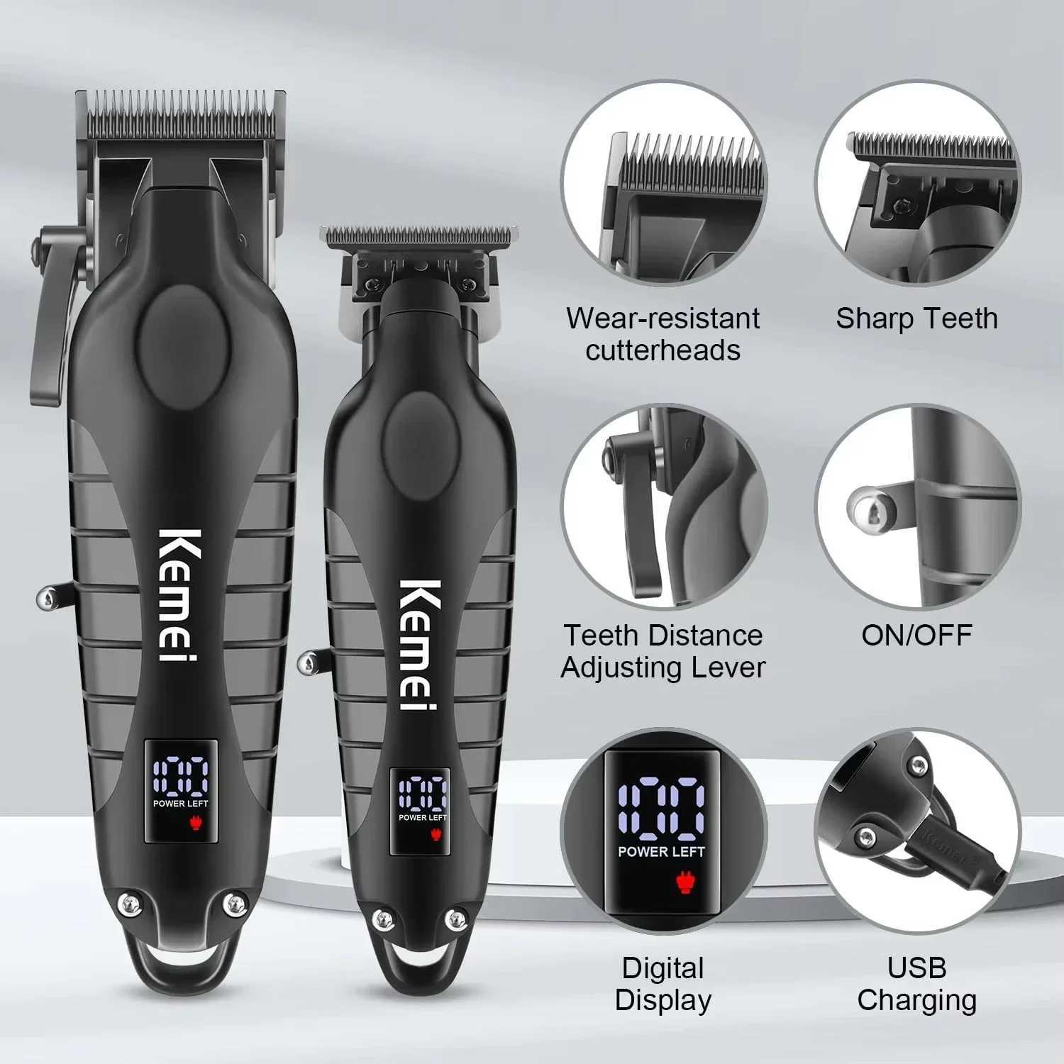 Kemei KM-2290 KM-2293 KM-T95 Professional Cutting Machine Electric Shaver Hair Trimmers with LCD Display Mens Hair Clippers W241227