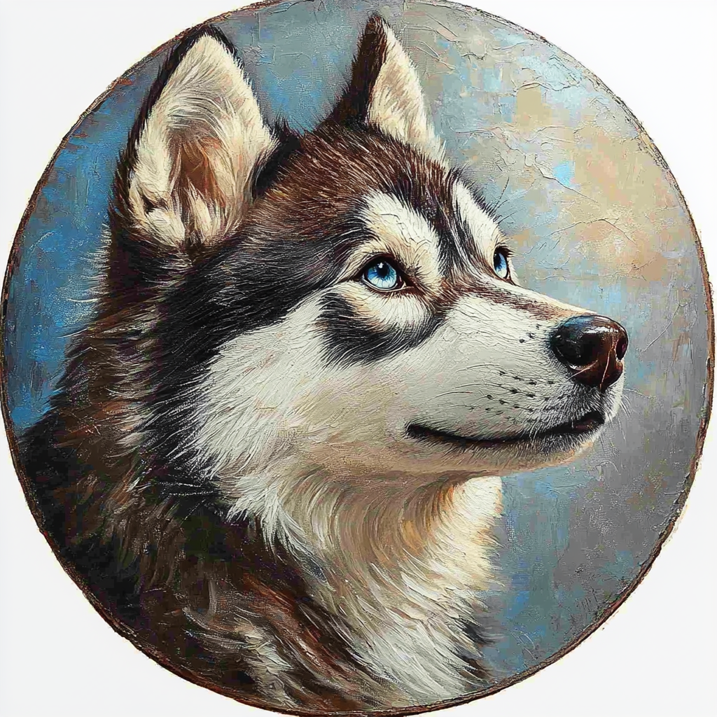 Husky Pet Ornaments - Customizable Circular Aluminum Decorative Paintings for Cats & Dogs - Unique Pet Souvenir Tombstones
