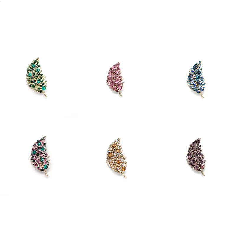 PD BROOCH Spring Autumn Warm Clothing Accessories Leaf 6 Color High-end Full Zircon Brooch Brooches for Women Jewelry Gifts 241227