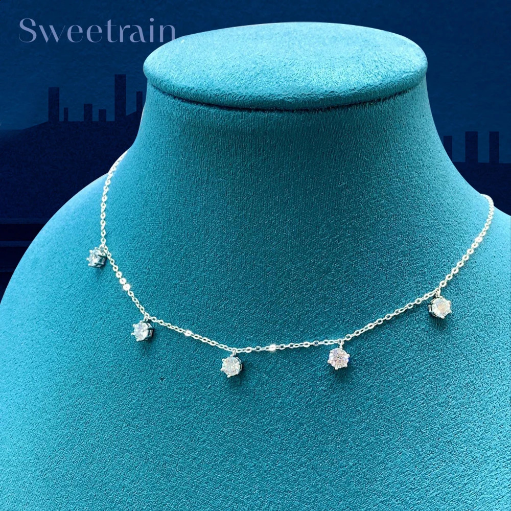 255CT Tennis Necklace Chain for Women 925 Sterling Silver 5mm 65 mm Bezel Diamond Necklaces Overlay Style Jewelry 241226