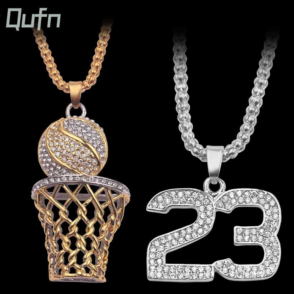 Basketball Hoop Pendant Necklace Basketball Legend Number 23 Drop Necklace Men Hip Hop Rock Neck Chain Jewelry AccoriesXJ241227