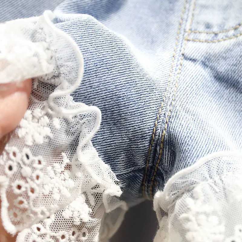 IENENS Girl Jeans Shorts Kids Denim Short Pants Baby Casual Lace Shorts Beach Bottoms Fit 4-13 Years Child Summer Clothes W241227