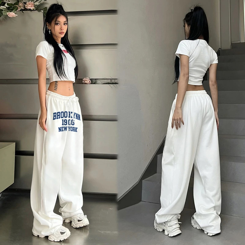 Street Dance Hip-hop Drawstring n Sweatpants Women American Fashion Letter Print Pants for Women Autumn Winter Trousers 241220