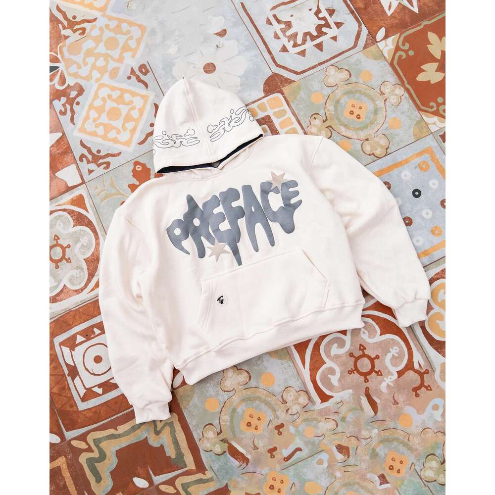 2024 new letter foam printed hip-hop style pullover sweatshirt hoodie top for men and women