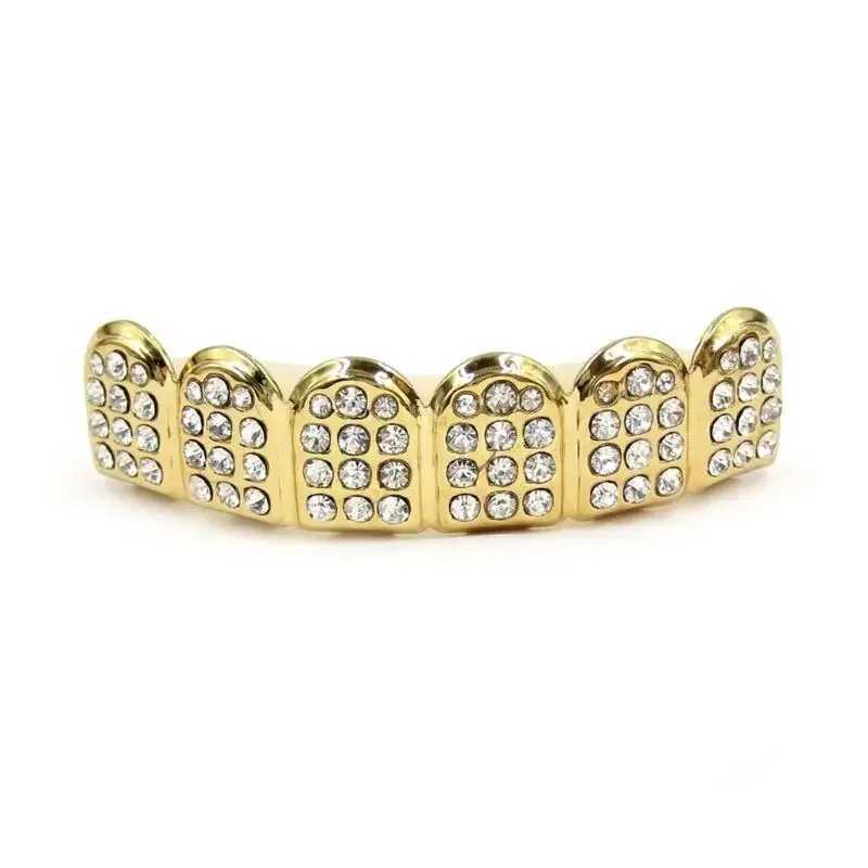 New Fashion Hip Hop Gold Silver Colour d Out CZ Teeth Grillz Top Bottom Men Women Jewelry W241227