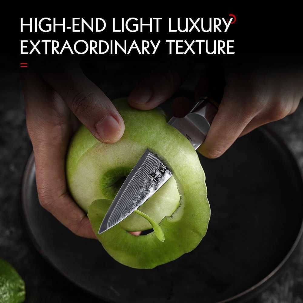 Henan 3.5-inch fruit knife Damascus steel vegetable with kitchen knife Damascus blade cooking tools kitchen utensils gift knife Y241227