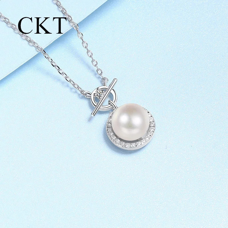 18K White Gold Collarbone Chain Platinum Pt950 Freshwater Pearl Necklace Microsetting Pendant Wedding Jewelry 241226