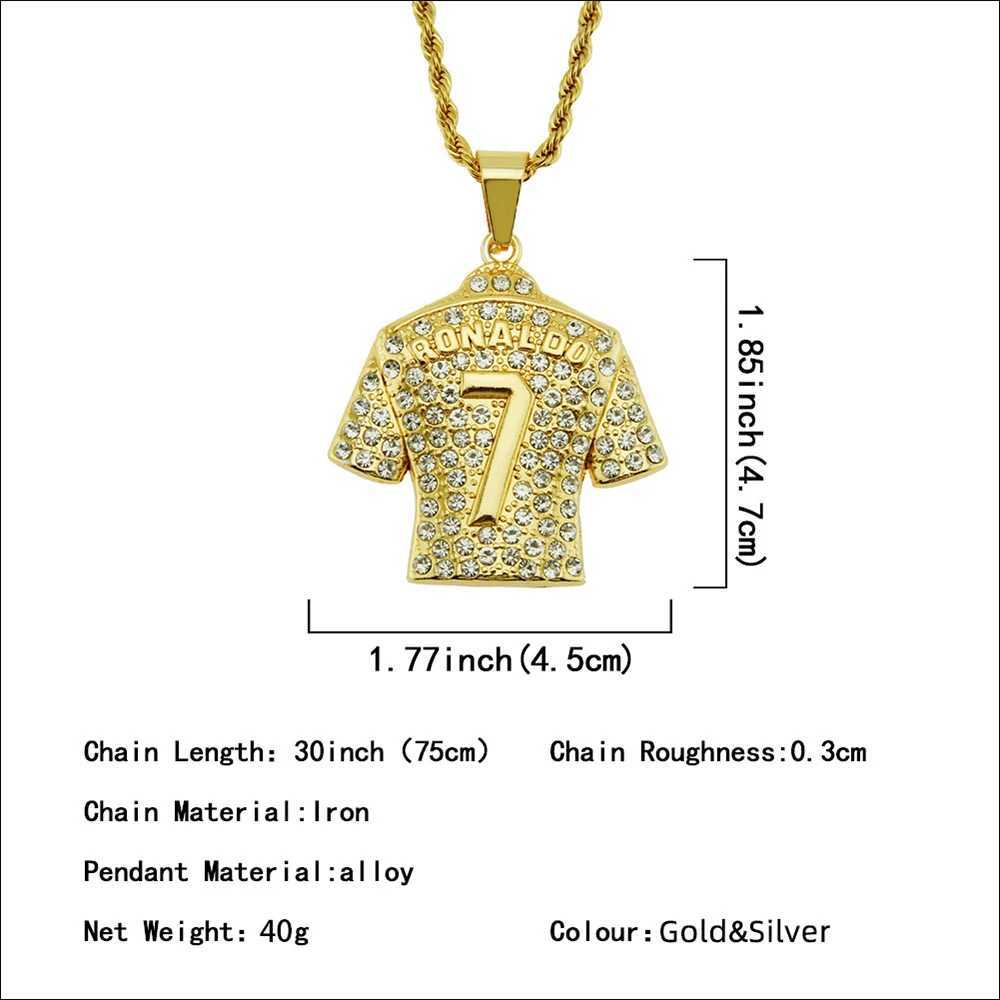 Hip Hop Mens Necklace Football 7 Pendant With Stainl Steel Chain and d Out Bling Rhinestones Necklace Sports Jewelry GiftXJ241227