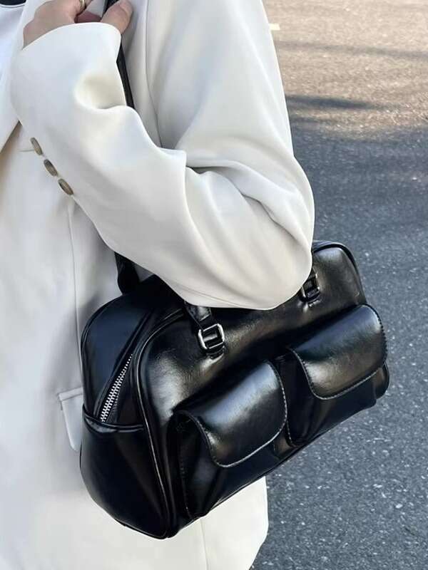 Women's Bags Handbag Momei Same Oil Wax Leather Bow With Multiple Pockets, Underarm Bag, Commuting Hand, Single Shoulder