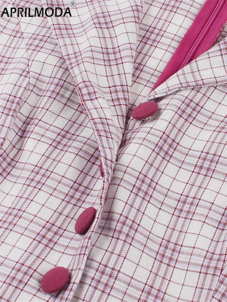 French Style Hepburn 50s Vintage Womens Party Dress Office OL Work To Wear Ruffle Patchwork Plaid Print Casual Dress with Belt X241226
