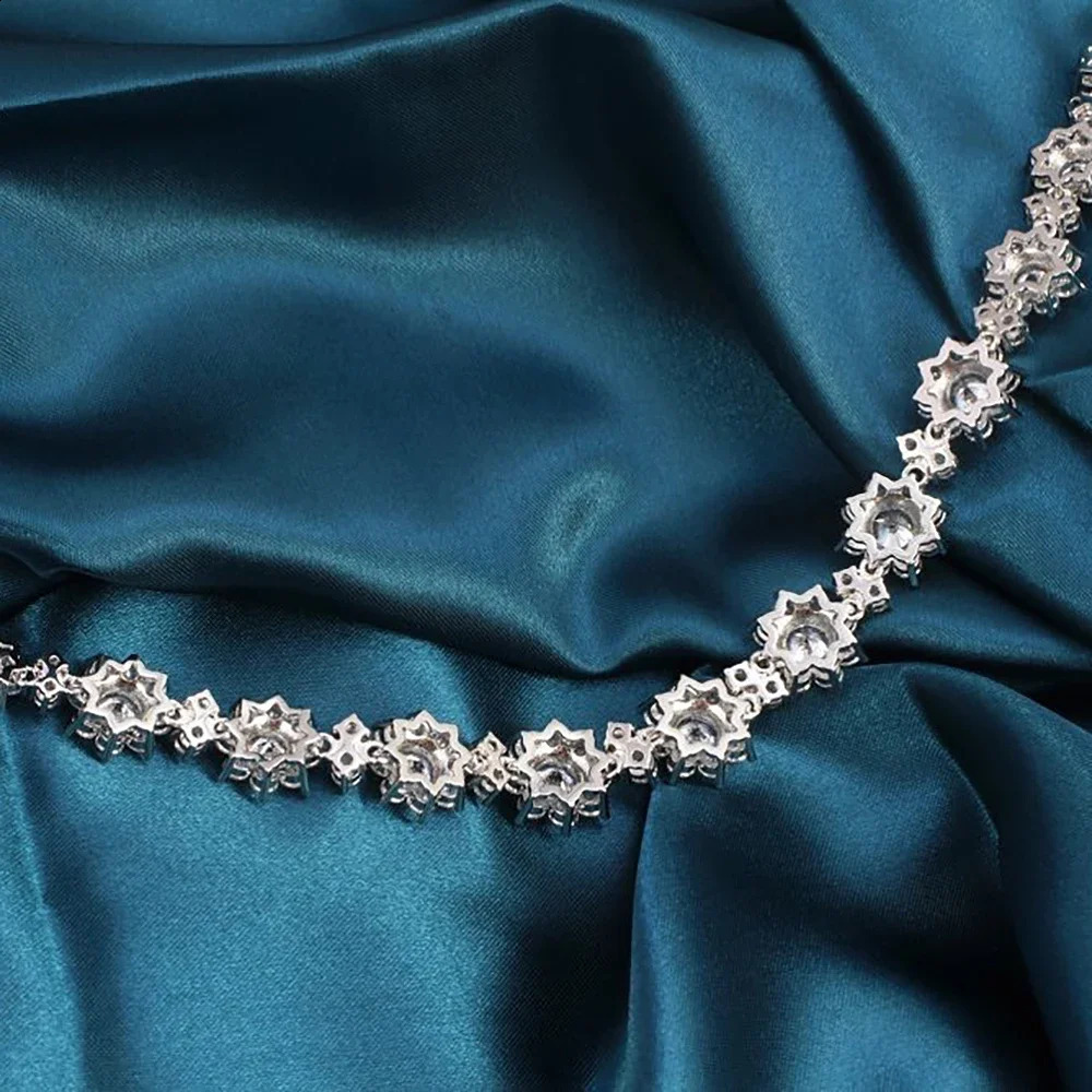 Flower Full Diamond Necklaces with Gra Certificate 925 Silver Neckchain for Women Bride Wedding y Jewelry Set 241226
