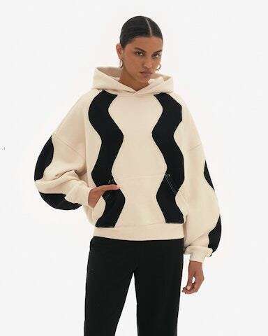 Autumn and winter new hoodie collar contrasting color loose Y2K street unisex long sleeved top