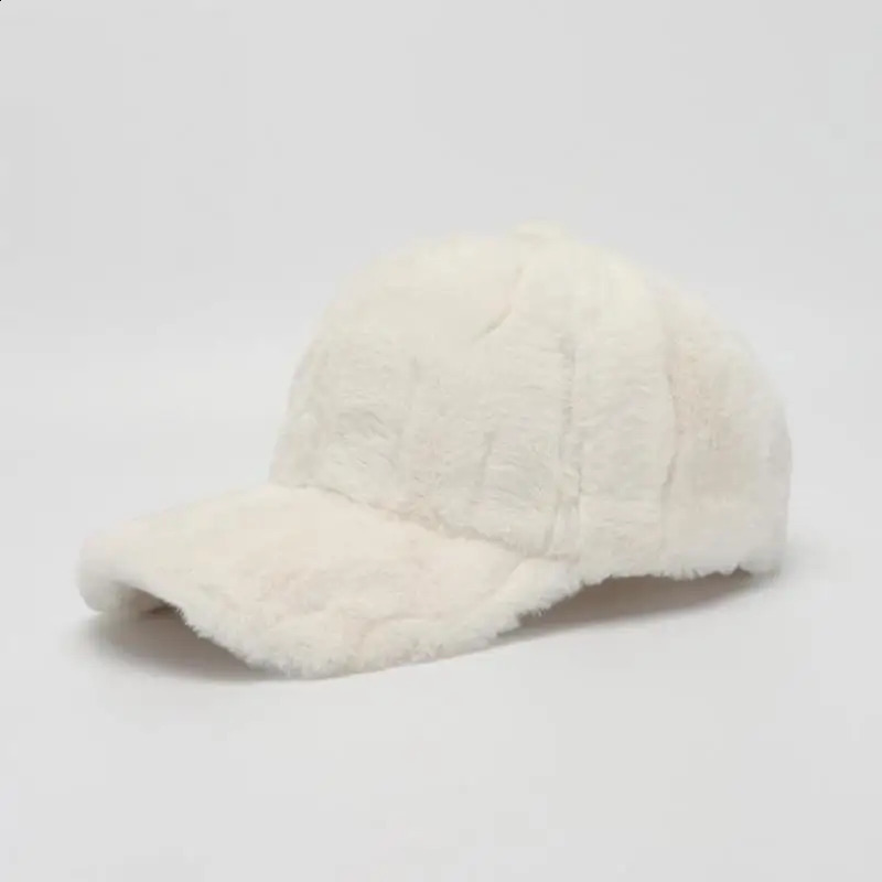 Winter Hats For Women Baseball Cap Thickened Faux Fur Hat Female Outdoor Sunshade Keep Warm Solid Adjustable Gorras Casquette 241227