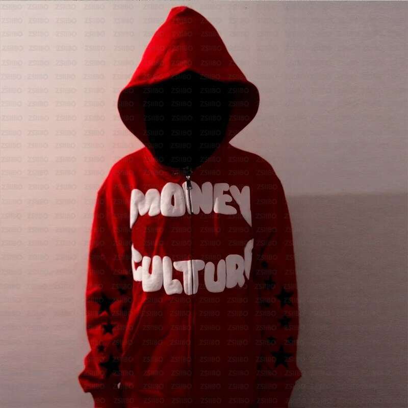 Street Hip Hop Gothic Hoodie Personalized Letter Star Printed Cardigan